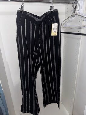 Kohl's Black and White Vertical Stripe Wide-Leg Pants